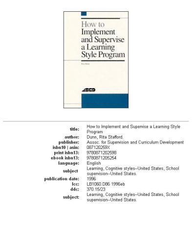 How to Implement and Supervise a Learning Style Program