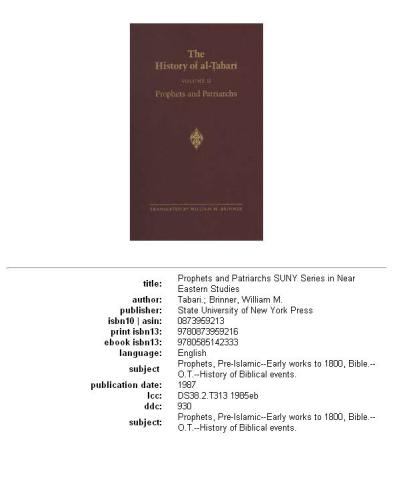 The History of al-Ṭabarī: An Annotated Translation, Vol. 2: Prophets and Patriarchs
