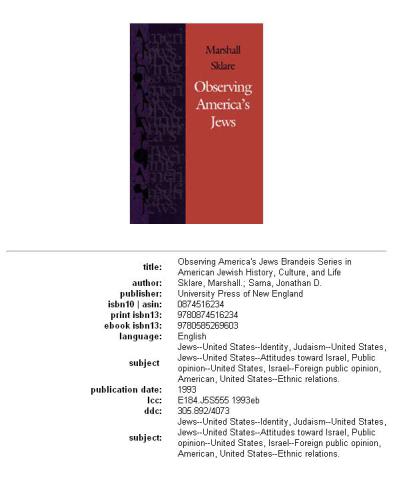Observing America's Jews (Brandeis Series in American Jewish History, Culture and Life)