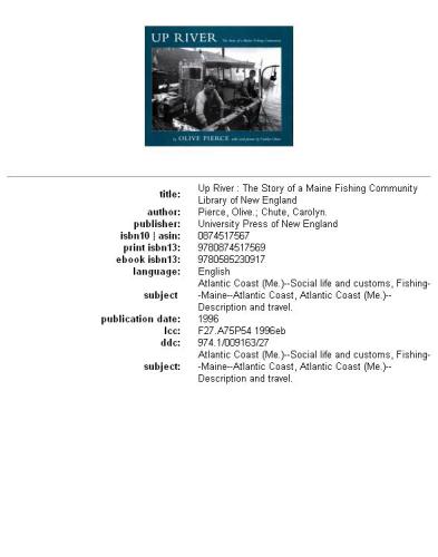 Up River: The Story of a Maine Fishing Community (Library of New England)