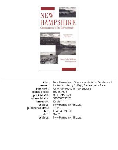 New Hampshire: Crosscurrents in Its Development (Library of New England)