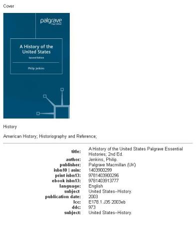 A History of the United States (Palgrave Essential Histories)