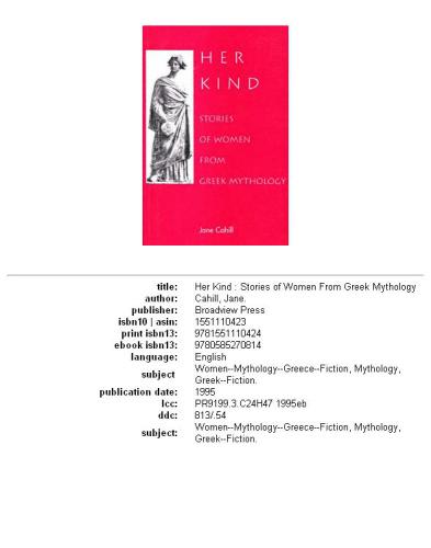 Her Kind: Stories of Women from Greek Mythology