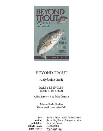 Beyond Trout: A Flyfishing Guide