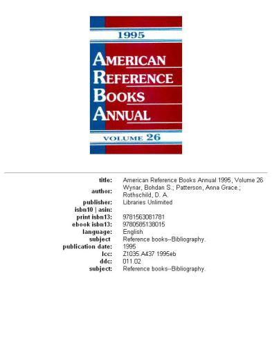 American Reference Books Annual 95: Volume 26