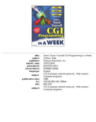 Teach Yourself - CGI Programming in a Week