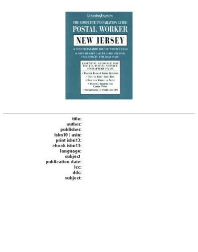 Postal Worker: New Jersey: The Complete Preparation Guide (Learningexpress Civil Service Library)