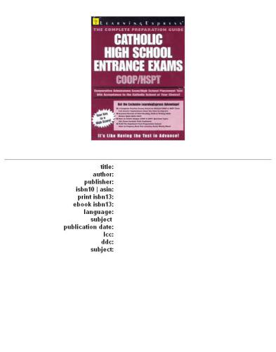 Catholic High School Entrance Exams COOP HSPT