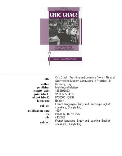 Cric Crac! Teaching and learning French through story-telling (Modern Languages in Practice, 3)