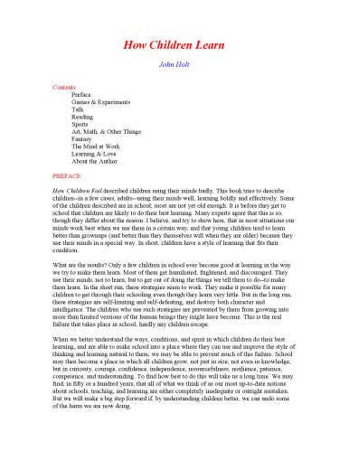 How Children Learn (Classics in Child Development)