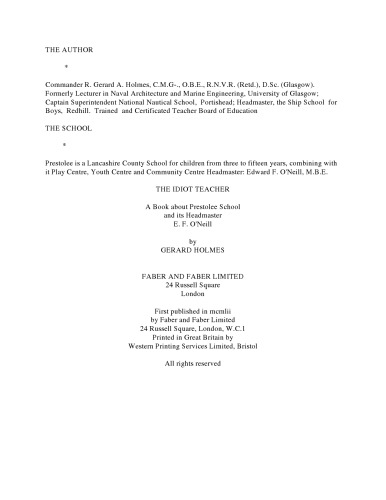 The Idiot Teacher - Prestolee School & E. F. O'Neill