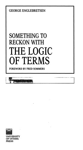 Something To Reckon With: The Logic of Terms (Philosophica)