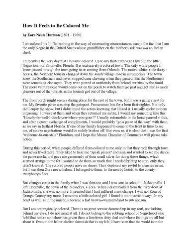 How it Feels to be Colored Me