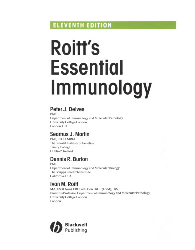 Roitt's Essential Immunology, 11th Edition