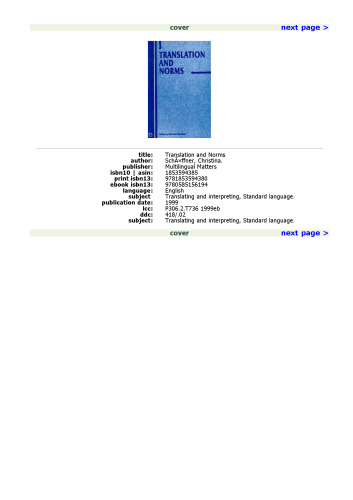 Translation And Norms (Current Issues in Language and Society)