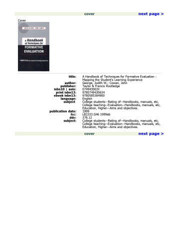 A Handbook of Techniques for Formative Evaluation: Mapping the Student's Learning Experience