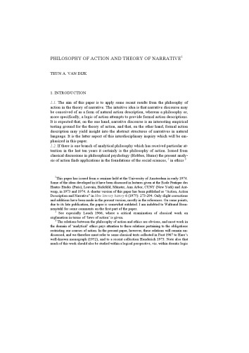 Philosophy of Action & Theory of Narrative