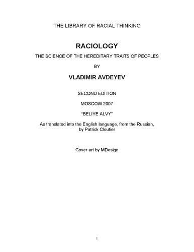 Raciology: The Science of the Hereditary Traits of Peoples