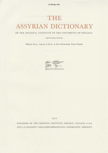 The Assyrian dictionary of the Oriental Institute of the University of Chicago: 10 2 - M 2
