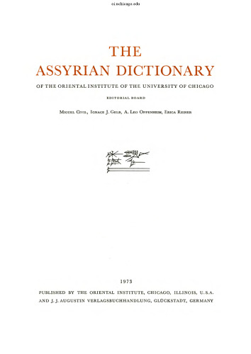 Assyrian Dictionary of the Oriental Institute of the University of Chicago: Volume 9 - L
