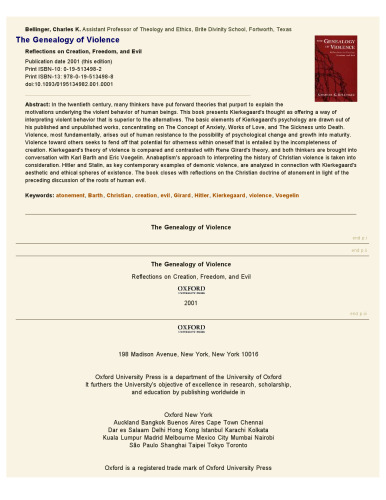 The Genealogy of Violence: Reflections on Creation, Freedom, and Evil