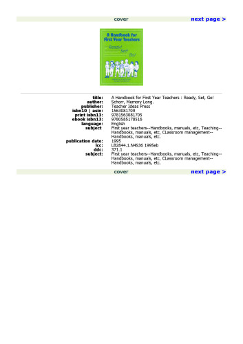 A Handbook for First Year Teachers: Ready! Set! Go!