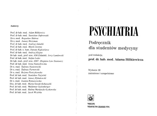 Psychiatria: podręcznik dla studentów medycyny