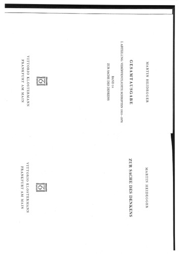 Zur Sache des Denkens (1962–1964)