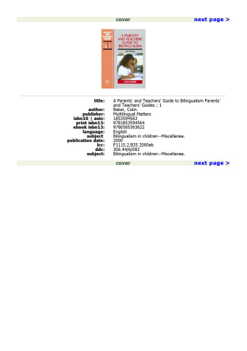 A Parents' and Teachers' Guide to Bilingualism, 2nd ed (Parents' and Teachers' Guides, 1)