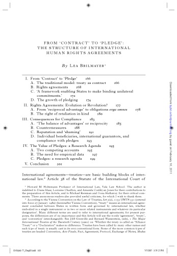 From ‘Contract’ to ‘Pledge’ The Structure of International Human Rights Agreements