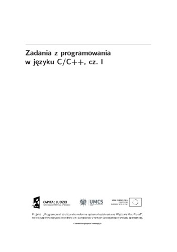 Zadania z programowania w jezyku C C++, cz. I