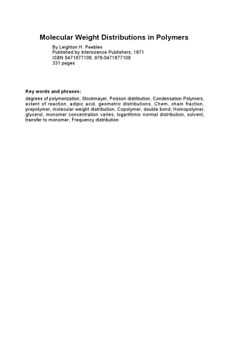 Molecular Weight Distributions in Polymers (Polymer Reviews)