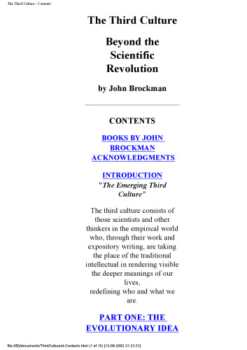 Third Culture: Beyond the Scientific Revolution