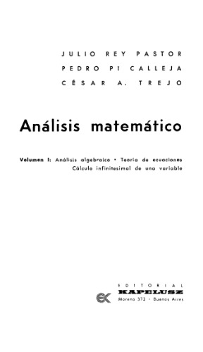 Análisis matemático, volumen 1