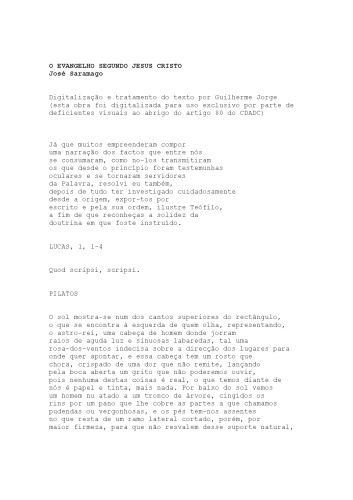 O Evangelho segundo Jesus Cristo