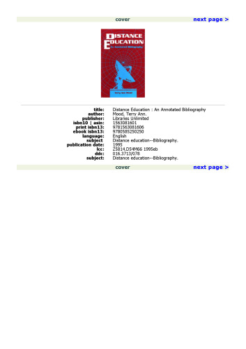 Distance Education: An Annotated Bibliography