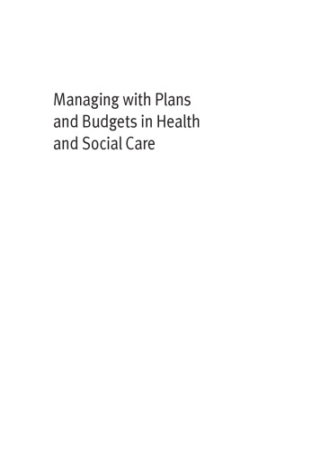 Managing with Plans and Budgets in Health and Social Care (Post-Qualifying Social Work Practice)