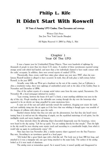 It Didn't Start With Roswell: 50 Years of Amazing UFO Crashes, Close Encounters and Coverups