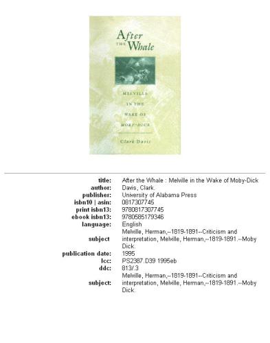 After the Whale: Melville in the Wake of Moby Dick