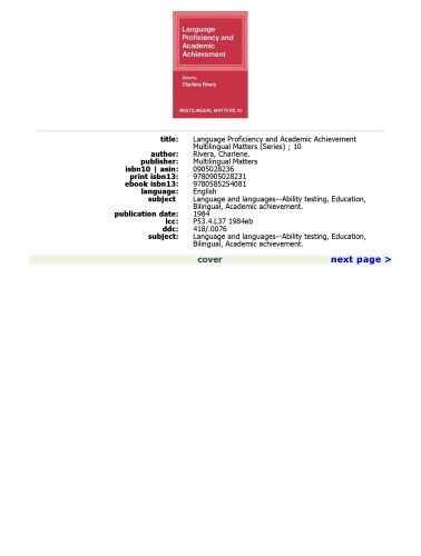 Language Proficiency and Academic Achievements (Multilingual Matters, 10)