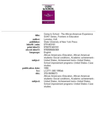 Going to School: The African-American Experience