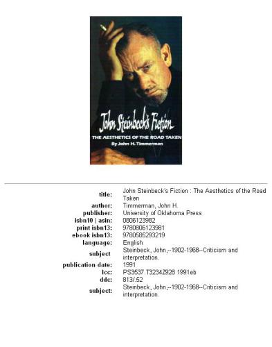 John Steinbeck's Fiction: The Aesthetics of the Road Taken