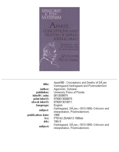 Aparte: Conceptions and Deaths of Soren Kierkegaard (Kierkegaard and postmodernism)