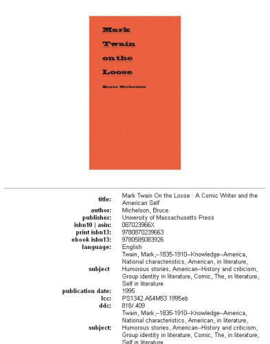 Mark Twain on the Loose: A Comic Writer and the American Self