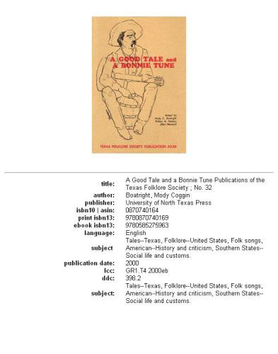 A Good Tale and a Bonnie Tune (Texas Folklore Society Publications Series, 32)