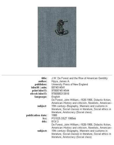 J.W. De Forest and the Rise of American Gentility