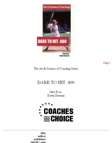 Dare to Hit .400 (Art & Science of Coaching)