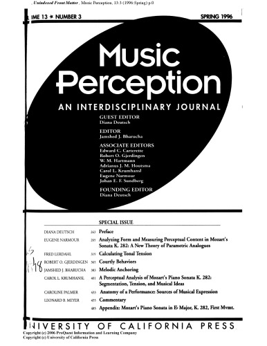 [Journal] Music Perception. Volume 13. Number 3