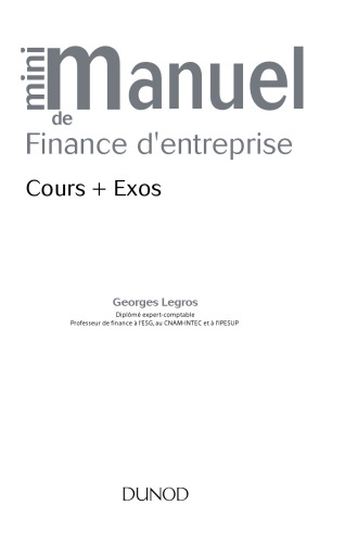 Mini Manuel de Finance d'entreprise