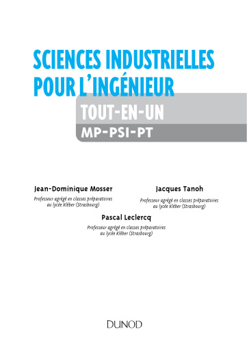 Sciences industrielles pour l'ingénieur tout-en-un MP-PSI-PT